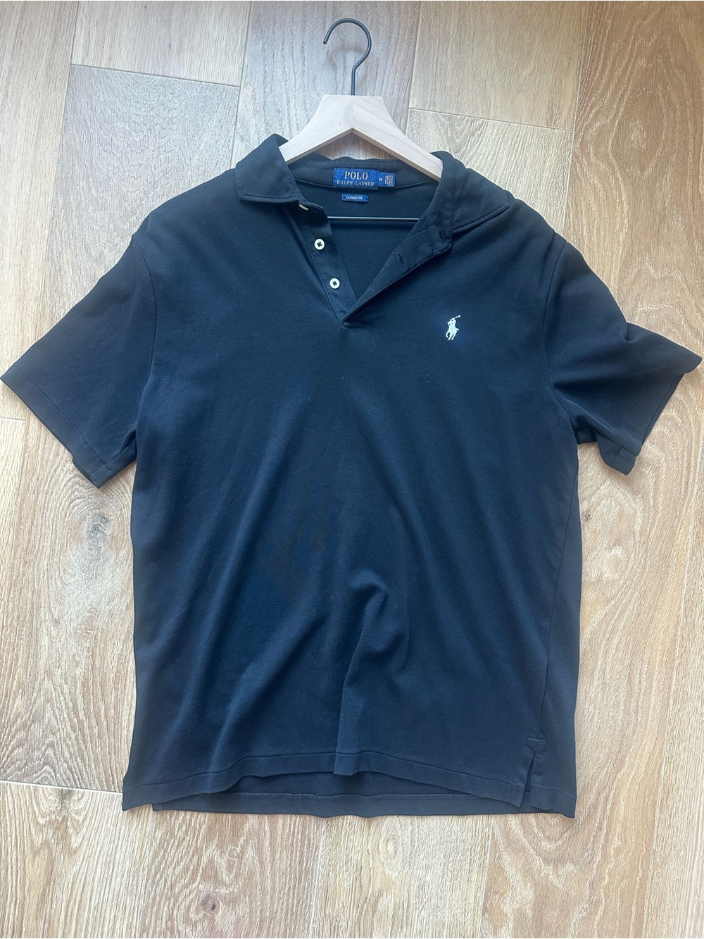 Polo by Ralph Lauren Black Short-Sleeve Polo with White Pony